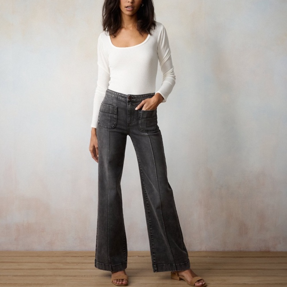 LC Lauren Conrad Charcoal Wide-Leg Jeans